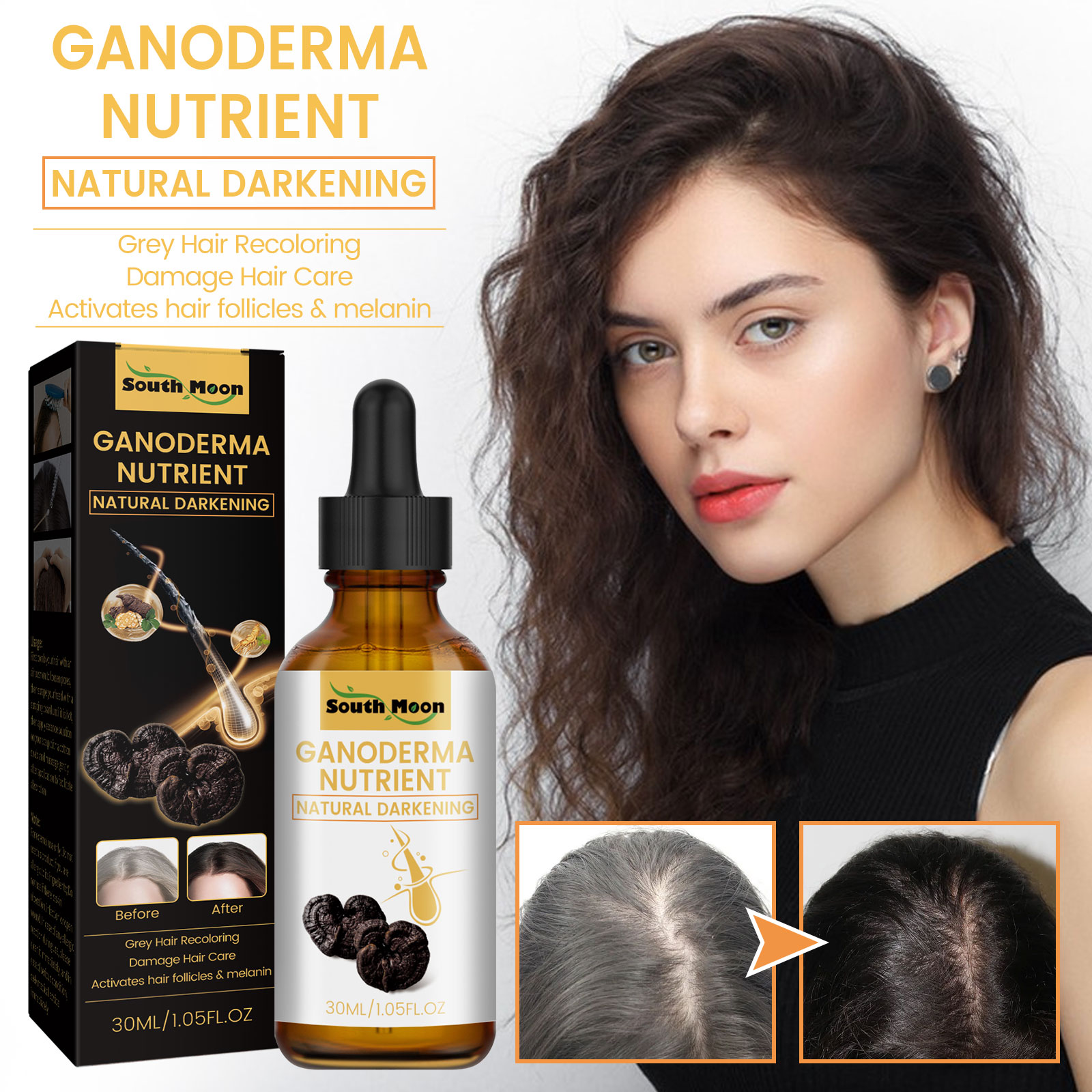 Root Stimulator Liquid - Cairan perawatan rambut Ganoderma Lucidum hitam